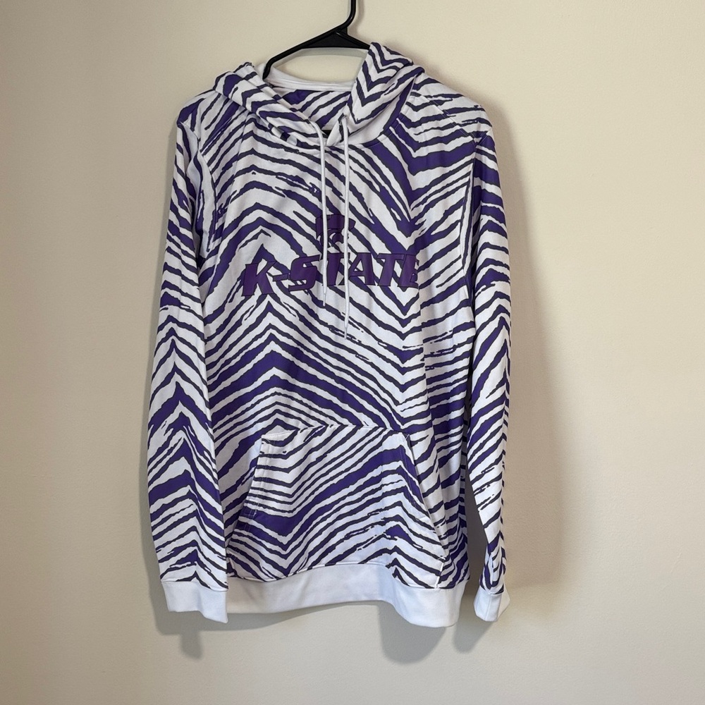 K-STATE Purple & White Zebra-Print Zip Hoodie